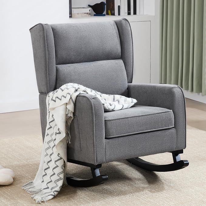 HCHAIRH Nursery Rocking Chairs, Modern Wingback Accent Chairs by HCHAIRH