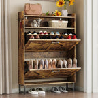 BORNOON Shoe Cabinet with 2 Flip Drawers Narrow Shoe Storage Cabinet Organizer - Image 3