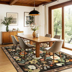 RELEANY Floral Washable 9x12 Area Rugs Black/Yellow | Flower Carpet Print Boho - Image 6