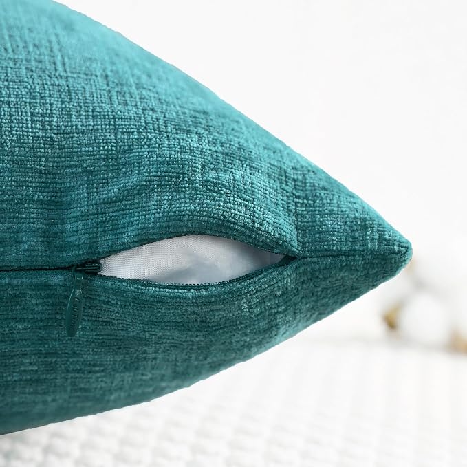 CaliTime Decorative Couch Throw Pillow Covers 18 X 18 Inches Teal | Pack of 4 - Image 4