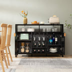 SICOTAS Rattan Coffee Bar Cabinet, Modern Liquor Cabinet - Image 5