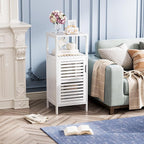 HITNET Bamboo Bathroom Storage Cabinet, 4 Tier Small White Floor Cabinet - Image 7