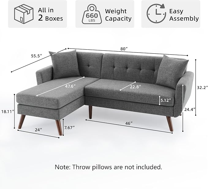 Tbfit L Shaped Couch Sofa, 3 Seater Sofas - Image 2