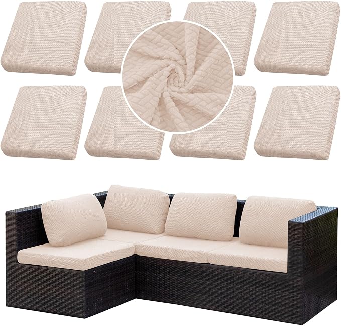 8PCS Patio Cushion Covers.Patio Furniture Couch SeatSlipcovers | Washable by SUKAIKEQA