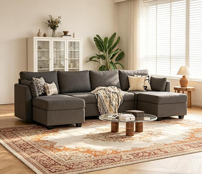 Huatean Home 114.17" Modular Sectional Sofa, 6 Seat Modular Couch - Image 3
