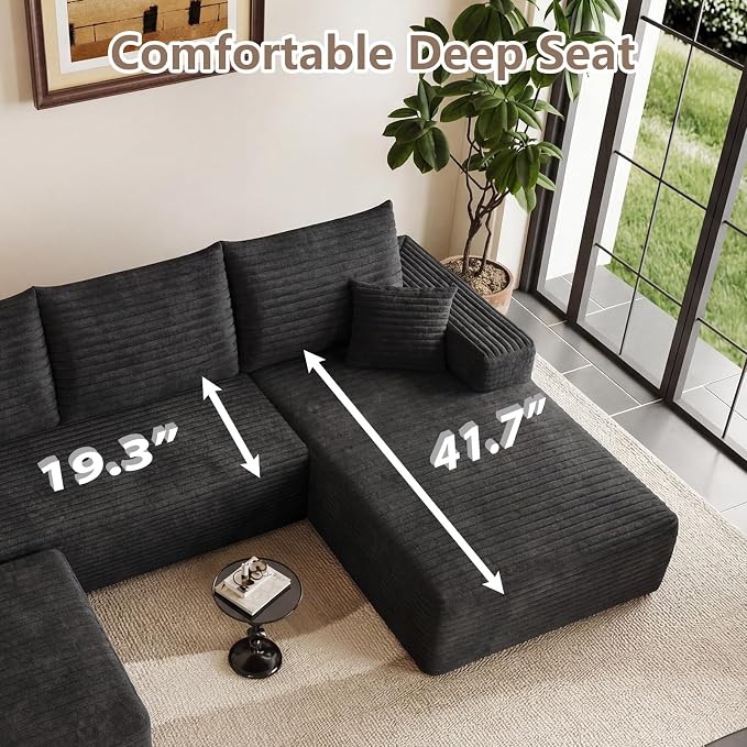 95" Cloud Sectional Couch U-Shaped Chaise - Image 5
