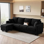 Belffin Sectional Couch with L-Shape Chaise L Shaped Couch with Ottoman - Image 4