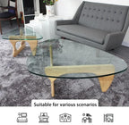 EASYSOUL Modern Glass Coffee Table, 32.68" D x 22.44" W x 15.75" H, Abstract - Image 4