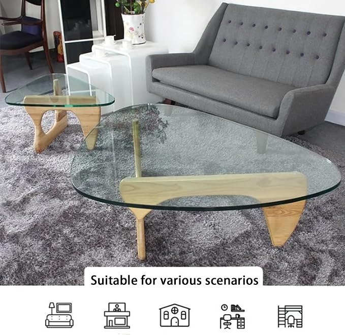 EASYSOUL Modern Glass Coffee Table, 32.68" D x 22.44" W x 15.75" H, Abstract - Image 4