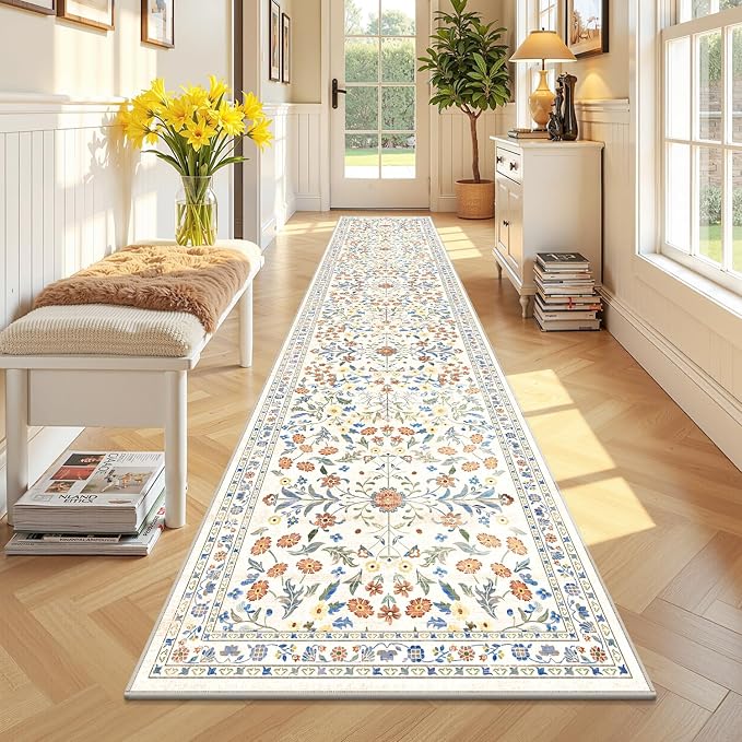 Yamaziot 2x10 Washable Hallway Runner Rug Non Slip Carpet, Colorful Beige | by Yamaziot