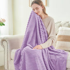 BEDELITE Ribbed Jacquard Lavender Fleece Twin Blanket - Image 4