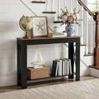 YATINEY Farmhouse Console Table, 39.4'' Small Narrow Entryway Table, Wood Couch - Image 7