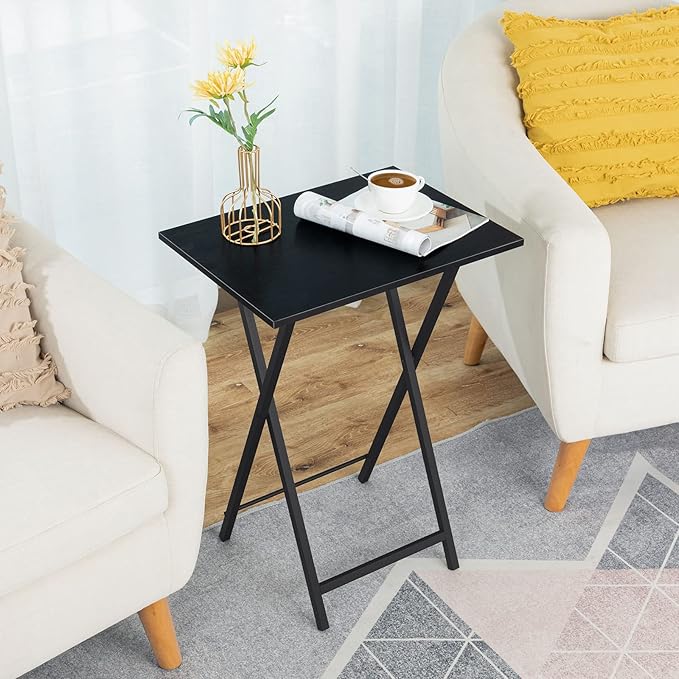 HOOBRO Folding TV Tray Tables, Industrial Snack Desk - Image 4