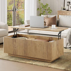 FABATO Mid Century Modern Coffee Table, Wooden Fluted Center Table by FABATO