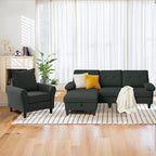 2PCS Sectional Sofa Set with Ottoman, Modern Linen 4 Seater Couch Set with Side - Image 9