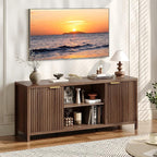 VINGLI 57.8" Fluted TV Stand for TVs up to 70 Inch, Mid-Century Modern by VINGLI