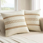 MIULEE Set of 2 Neutral Boho Decorative Pillow Covers 18x18 Inch | Farmhouse by MIULEE
