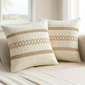 MIULEE Set of 2 Neutral Boho Decorative Pillow Covers 20x20 Inch | Farmhouse by MIULEE