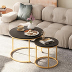 Garden 4 you Nesting Coffee Table, 23.6" Round Coffee Table Set of 2, Wooden by Garden4you