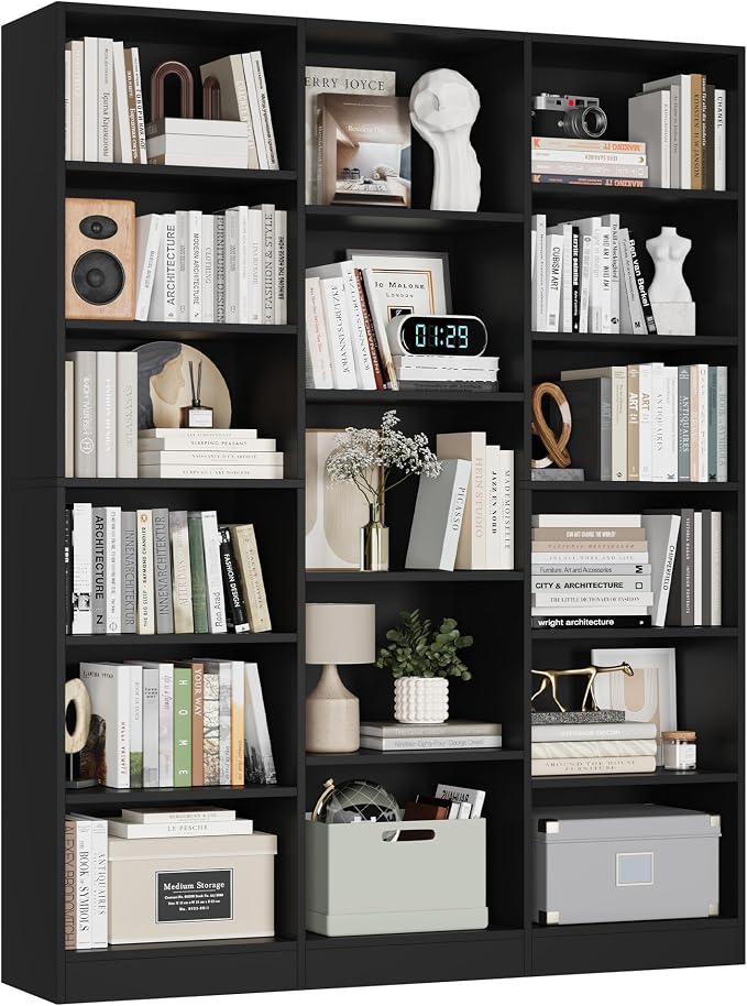 FACBOTALL Triple Wide Bookshelf, 6 Tier Large Bookshelf, Bookcase by FACBOTALL