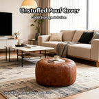 Thgonwid Unstuffed Moroccan Storage Pouf Foot Stool Ottoman Seat Handmade Faux - Image 4