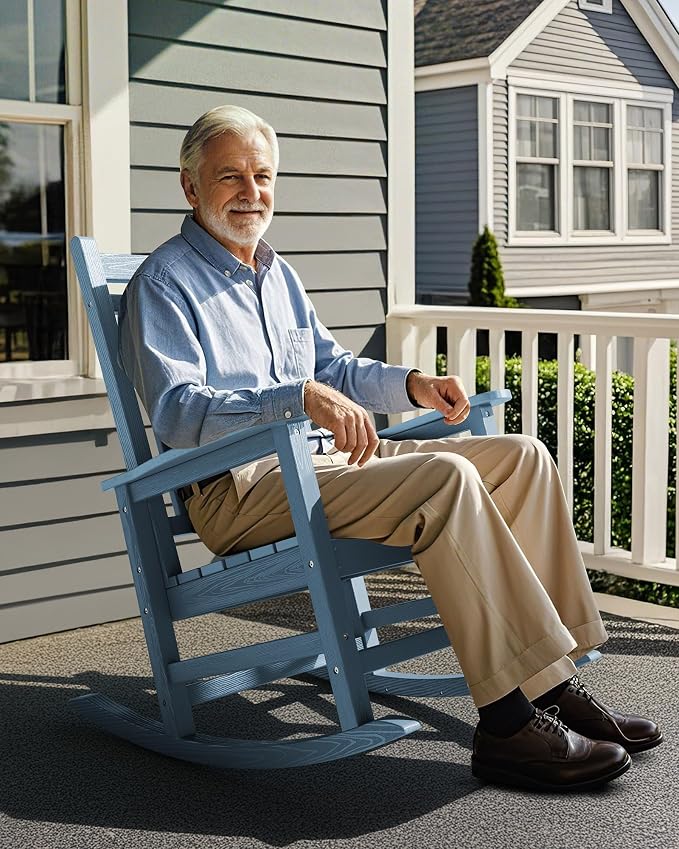 SERWALL Outdoor Rocking Chair Set of 2, HDPE Rocking Chair - Image 8