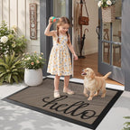 LUMI Outside Welcome Door Mat 36x59, Non-Slip Durable Rubber Easy Clean | Hello - Image 9