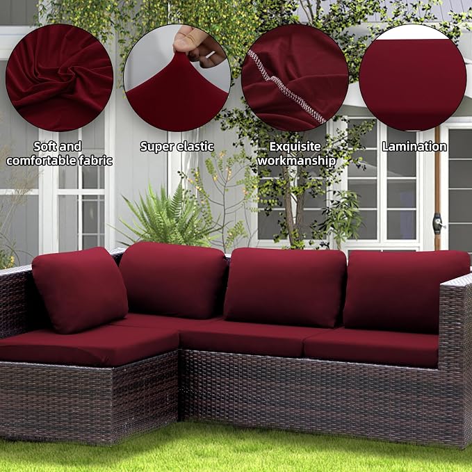 8PCS Patio Cushion Covers.Patio Furniture Couch SeatSlipcovers | Washable - Image 4
