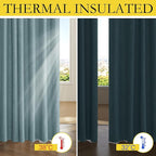 NICETOWN Full Blackout Skylark Blue Linen Curtains 102" Length - Image 5