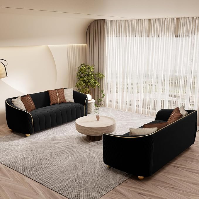 2-Piece Luxury Velvet Sofa Set for Living Room, Elegant Design Couch Set - Image 9