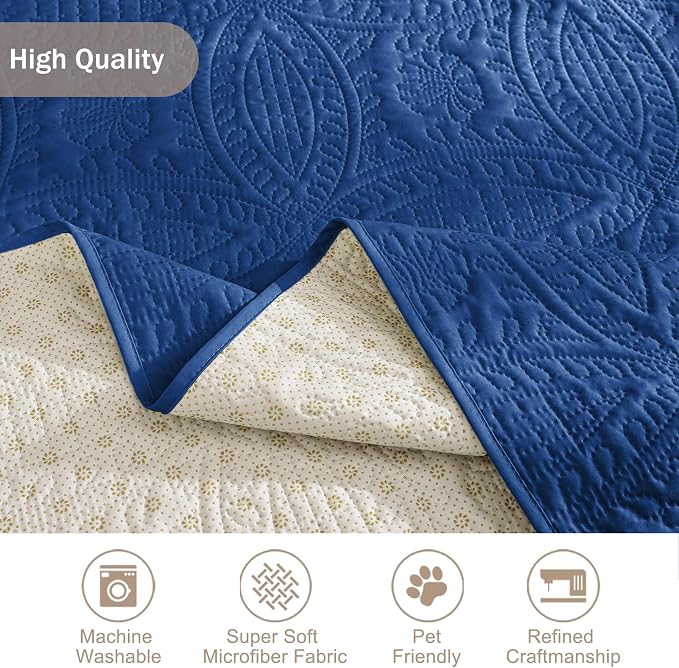 Blue Quilted Recliner Covers, Waterproof Recliner Chair Covers, Lazy Boy Chair - Image 5