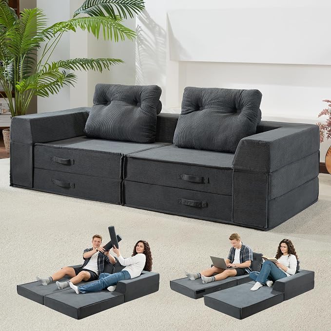 Folding Sofa Bed, 4 in 1 Convertible Sleeper Chair by HILEROSinkintoComfort