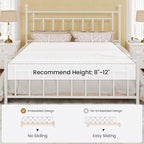 SHA CERLIN 14" King Size Metal Platform Bed Frame/Victorian Headboard and - Image 7