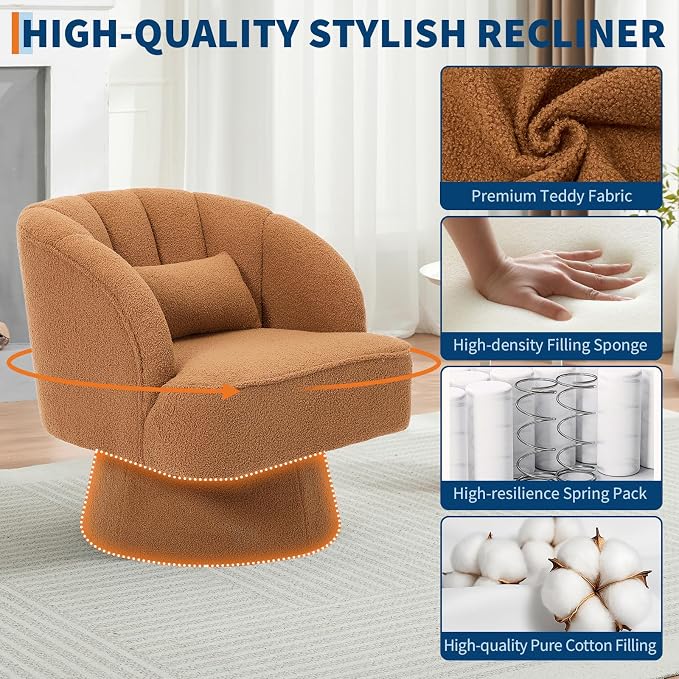 Garvee Ultra-Plush Swivel Accent Chair, 360° Barrel Lounge Chair - Image 3