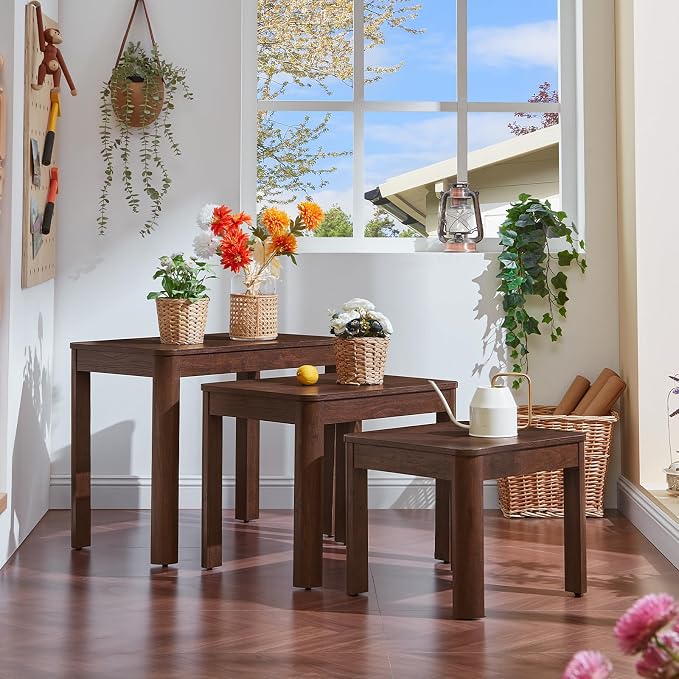 Joaxswe Farmhouse Nesting Tables Set of 3, Living Room Table Set - Image 4