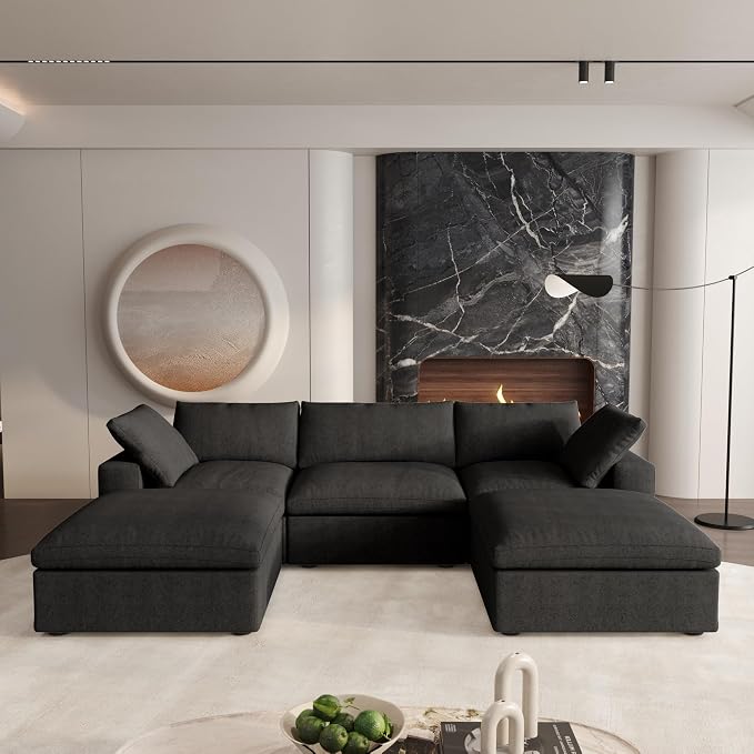 Cloud Modular Sectional Sofa Couch, 120.45" U Shaped Convertible Couches by SofaFurniture