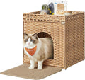 Feandrea Cat Litter Box Enclosure, Handwoven Rattan Hidden Litter Box Furniture by FeandreabySONGMICSHOME