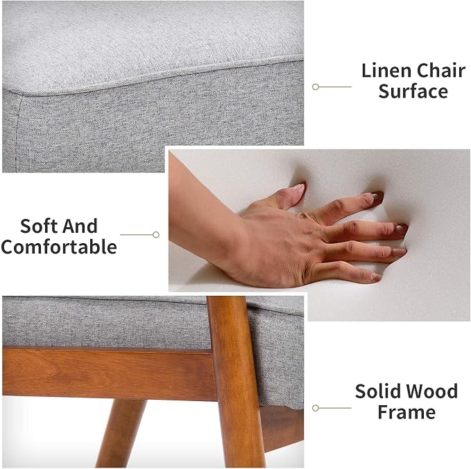 UNICOO® Mid-Century Retro Modern Accent Chairs, Solid Wood Armrest Lounge - Image 6