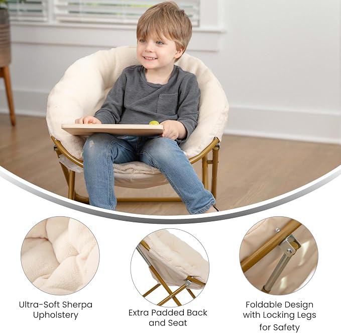 Flash Furniture Gwen Kids Cozy Mini Folding Saucer Chair - Image 4