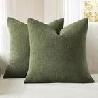 MIULEE Olive Green Chenille Couch Throw Pillow Covers, 20x20 | Set of 2 by MIULEE