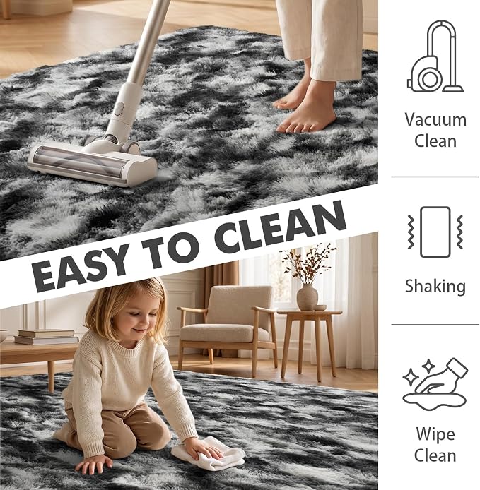 8x10 Ft Extra Large Shag Rugs for Living Room, Tie Dyed Ultra Soft Fluffy Furry - Image 7