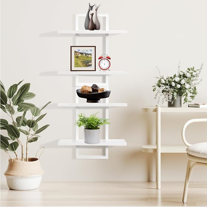 PHOENANCEE Floating Shelves for Wall, Display Hanging Shelf Set of 2, Modern - Image 2