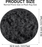 7x7 ft Tie Dye Black Round Rug for Bedroom Room Fluffy Circle Rug Furry Carpet - Image 2