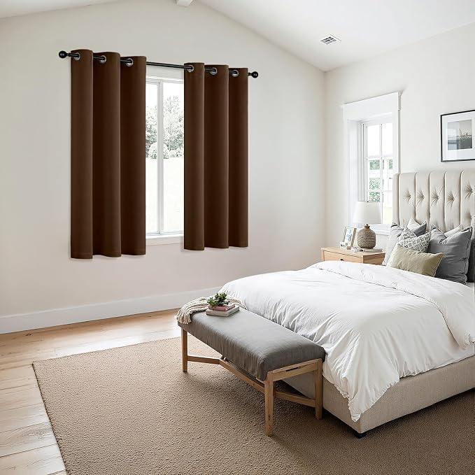MIULEE Blackout Curtains for Bedroom 2 Panels 40 x 63 Inch Long Brown | Thermal - Image 6