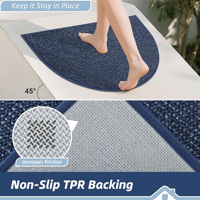 BEQHAUSE Dirt Trapper Door Mat 26" x 40" Half Circle Non Slip Rugs, Absorbent - Image 4