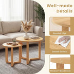 Tangkula Round Nesting Coffee Table Set of 2, Farmhouse End Tables - Image 7