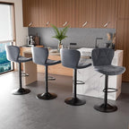 Nalupatio Modern Bar Stools Set of 3, Adjustable Faux Leather Upholstered - Image 5