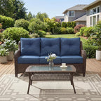 Patio Furniture Set, High Back Rattan Sofa, Weather Resistant Olefin Fabric by SAILARYPatioFurniture