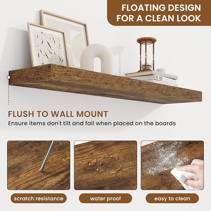 fuqing Floating Shelves for Wall, Wall Mounted Wood Floating Shelf - Image 5