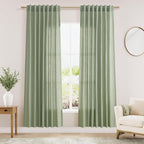 Sheer Light Sage Linen Curtains 72 Inch Length by Nanspring